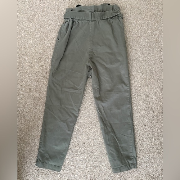 BCBGeneration Olive Twill Cotton Paperbag High Waist Pants - Picture 3 of 7